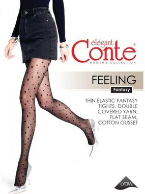 Conte Feeling 20 Den - Fantasy Women's Tights with hearts and dots